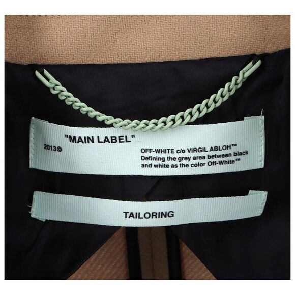 Off-White Patchwork Detail Blazer in Beige Virgin Wool - Picture 9 of 10